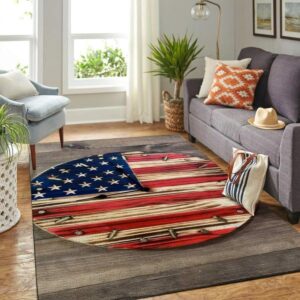 American Flag Clock Area Rug Living Room Rug Home Decor Home Decor