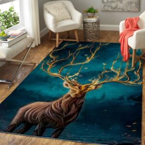 Art Of Deer Area Rug Animal Print Rug Rectangle Carpet Floor Decor Home Decor